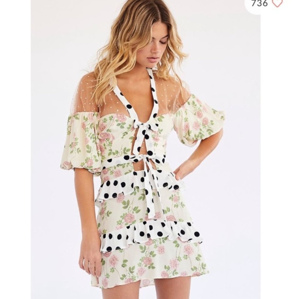 NWT For love&lemons Butterscotch Tiered Mini Dress